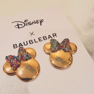 NEW -  Disney x BaubleBar Minnie Mouse Gold Rhinestone Stud Earrings